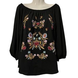 Embroidered Black Blouse